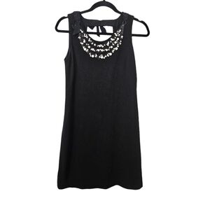 Rebecca Taylor black pearl embellished shift mini dress size 4